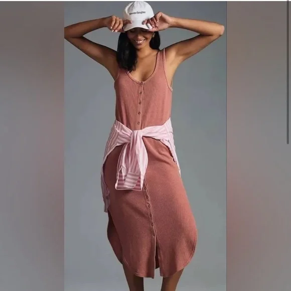 Daily Practice Snap Front Waffle Midi Dress - Picture 3 of 6